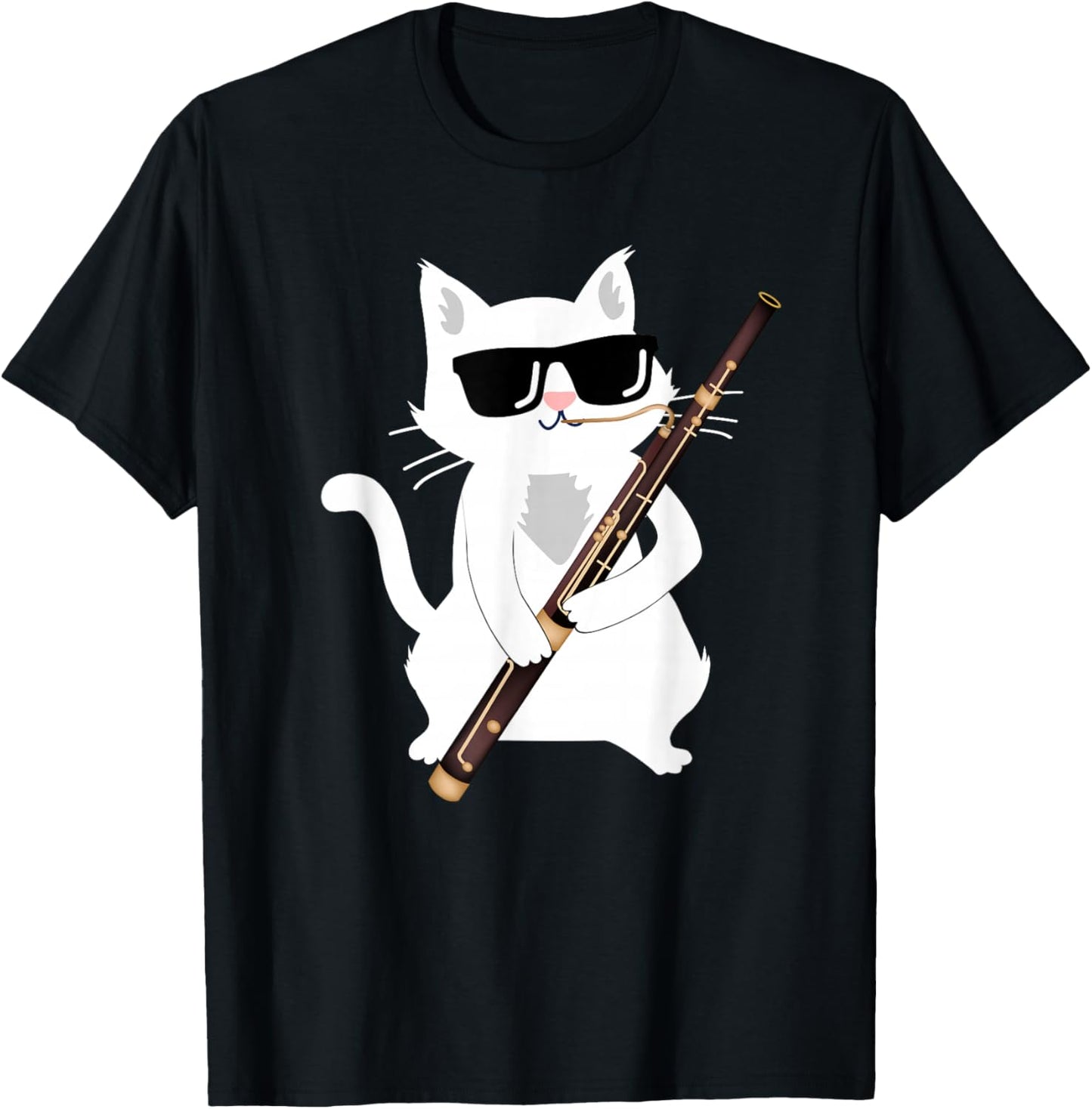 Cat Playing Bassoon T-Shirt - T-Shirt | Black