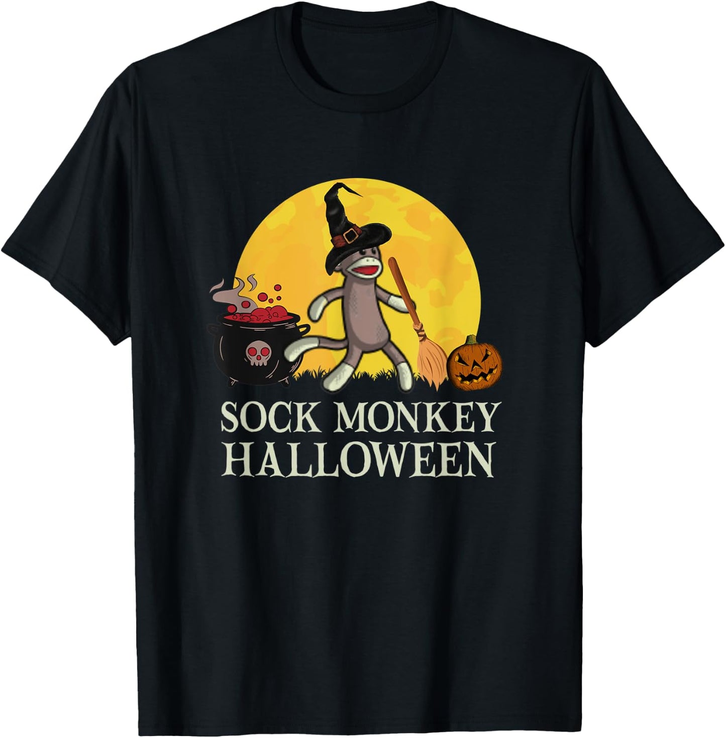 It's a Sock Monkey Halloween Sock Monkey Witch T-Shirt - T-Shirt | Black