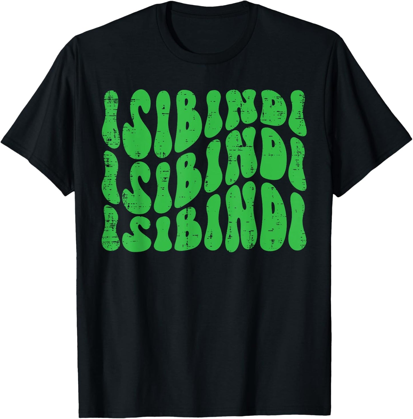 Isibindi Groovy Wavy Style School Spirit Wear Green Isibidi T-Shirt - T-Shirt | Black