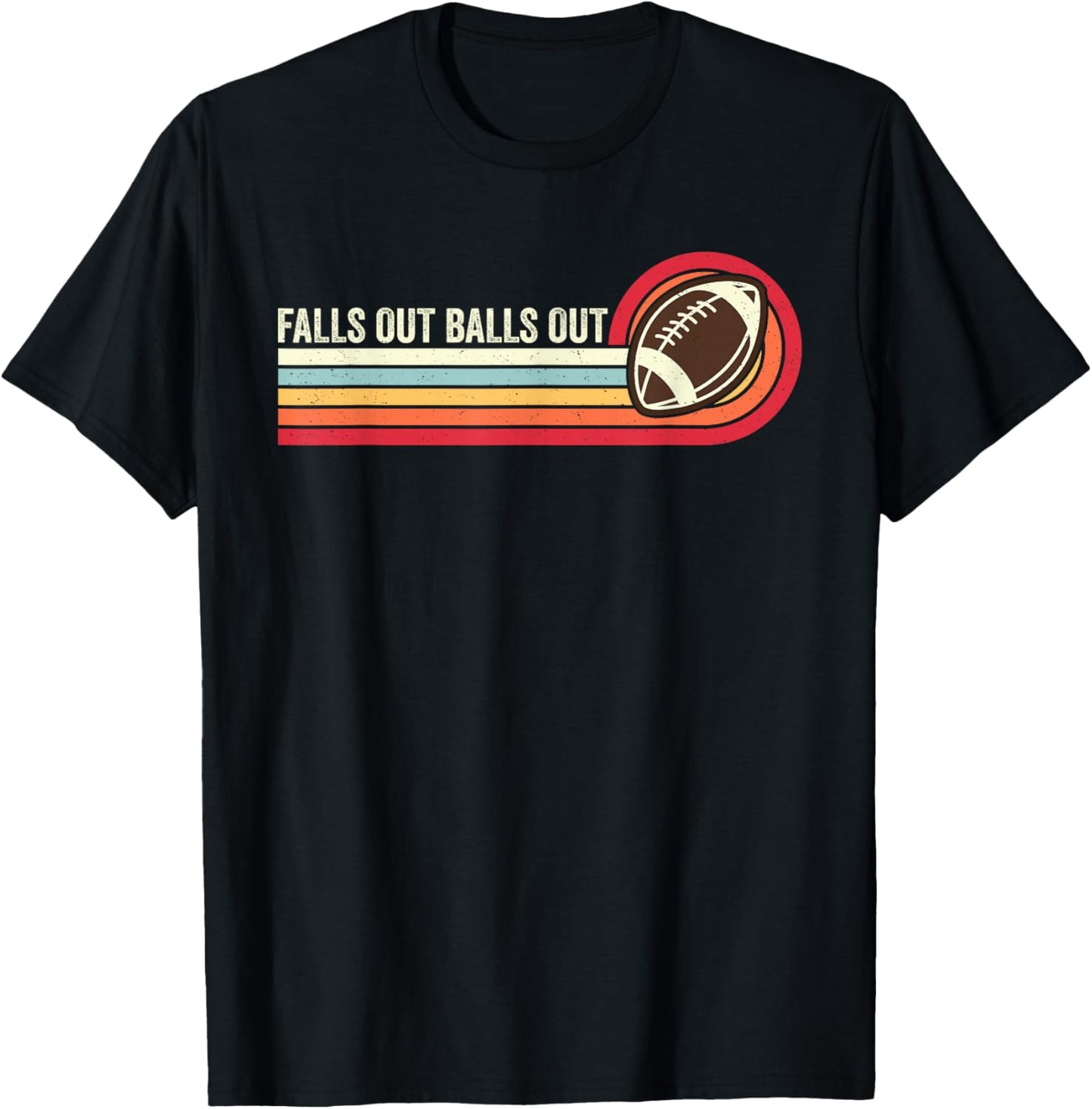 Falls Out Balls Out Retro Football Vintage Thanksgiving T-Shirt - T-Shirt | Black