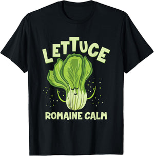 Lettuce Romaine Calm Mindfulness Vegan Yoga Lover Yogi Joke Small T-Shirt - T-Shirt | Black