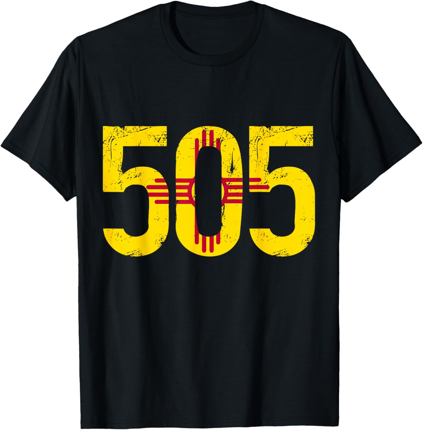 Albuquerque New Mexico 505 Area Code Flag Pride Vintage T-Shirt - T-Shirt | Black