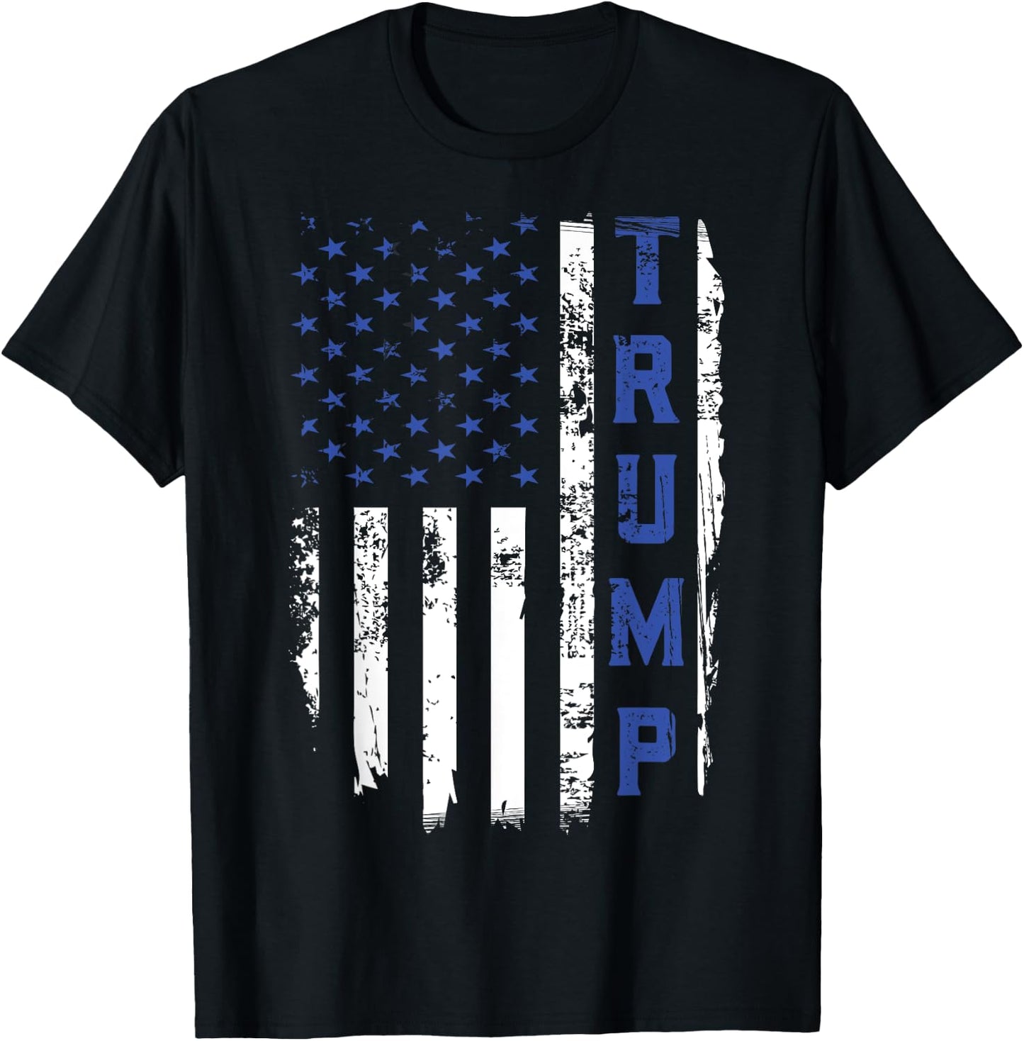Trump Police Thin Blue Line Republican Cop USA Flag T-Shirt - T-Shirt | Black