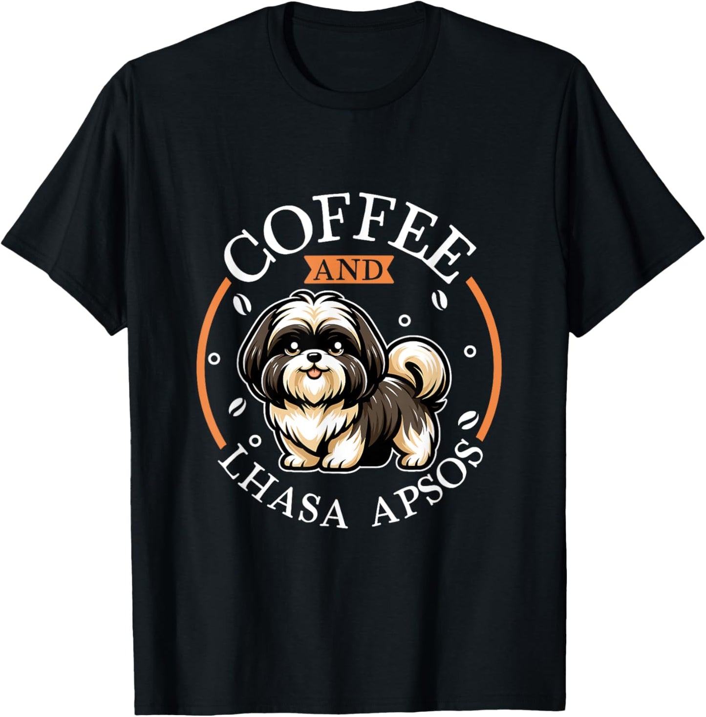 Coffee and Lhasa Apso T-Shirt - T-Shirt | Black