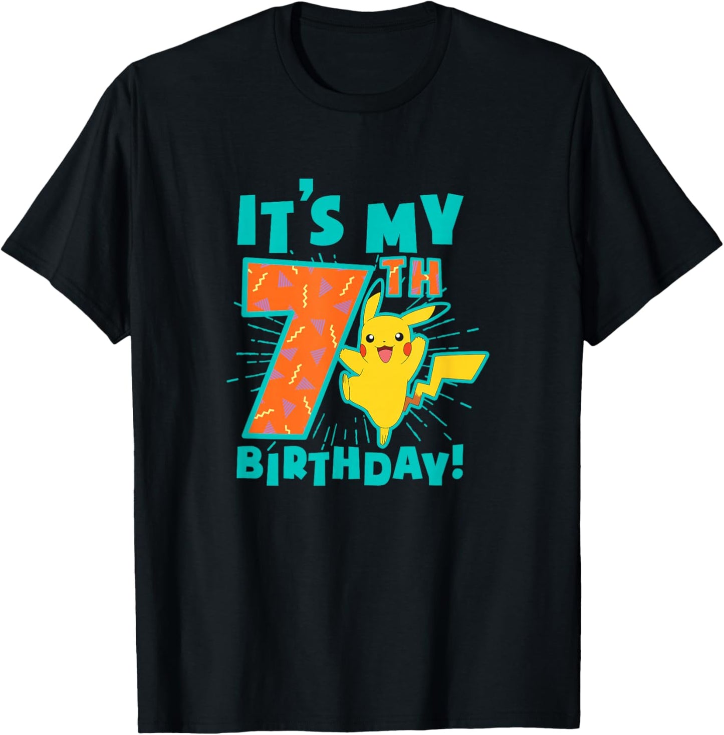 Pokémon Pikachu My 7th Birthday Awesome Celebration T-Shirt - T-Shirt | Black