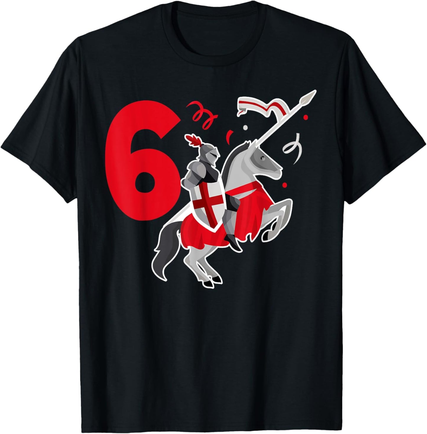 Kids 6th Birthday Party 6 Years Old Son Knights Soldier T-Shirt - T-Shirt | Black