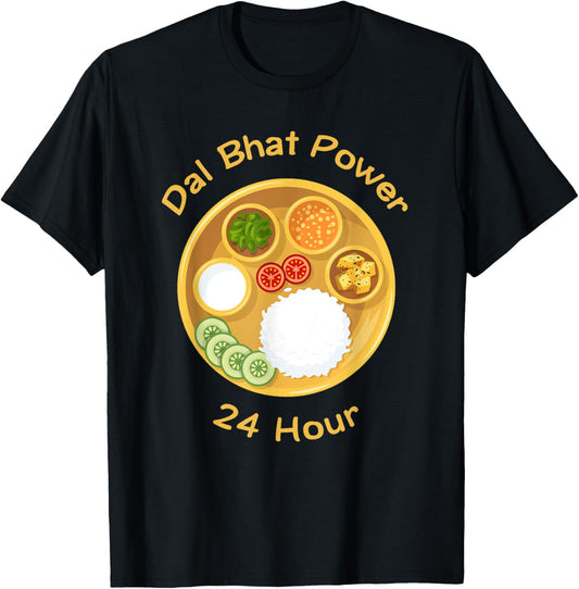 Funny Nepali Saying Dal Bhat Power 24 Hour T-Shirt - T-Shirt | Black