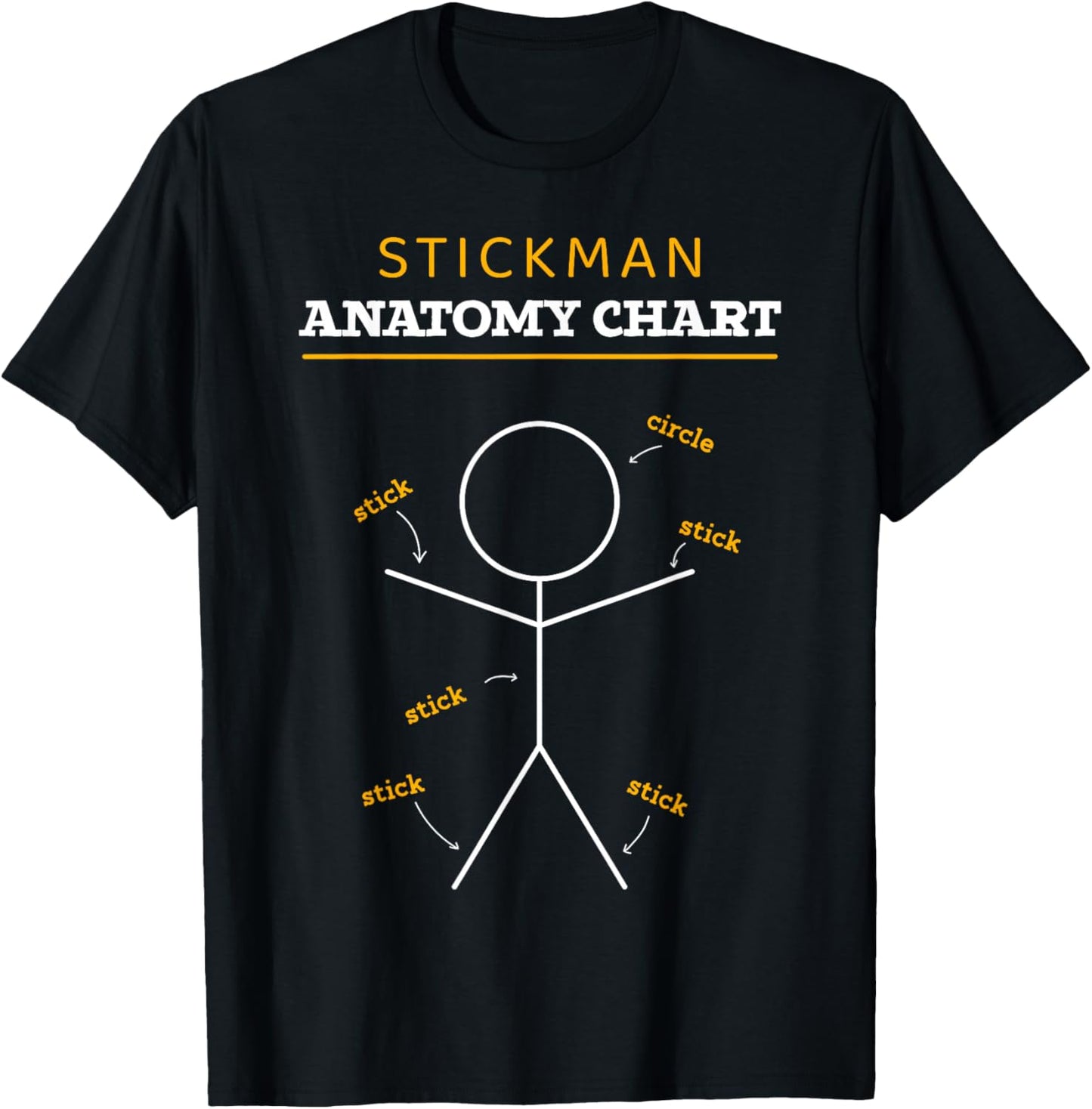 Stick Figures Anatomy Chart Funny Anatomist Stickman Anatomy T-Shirt - T-Shirt | Black