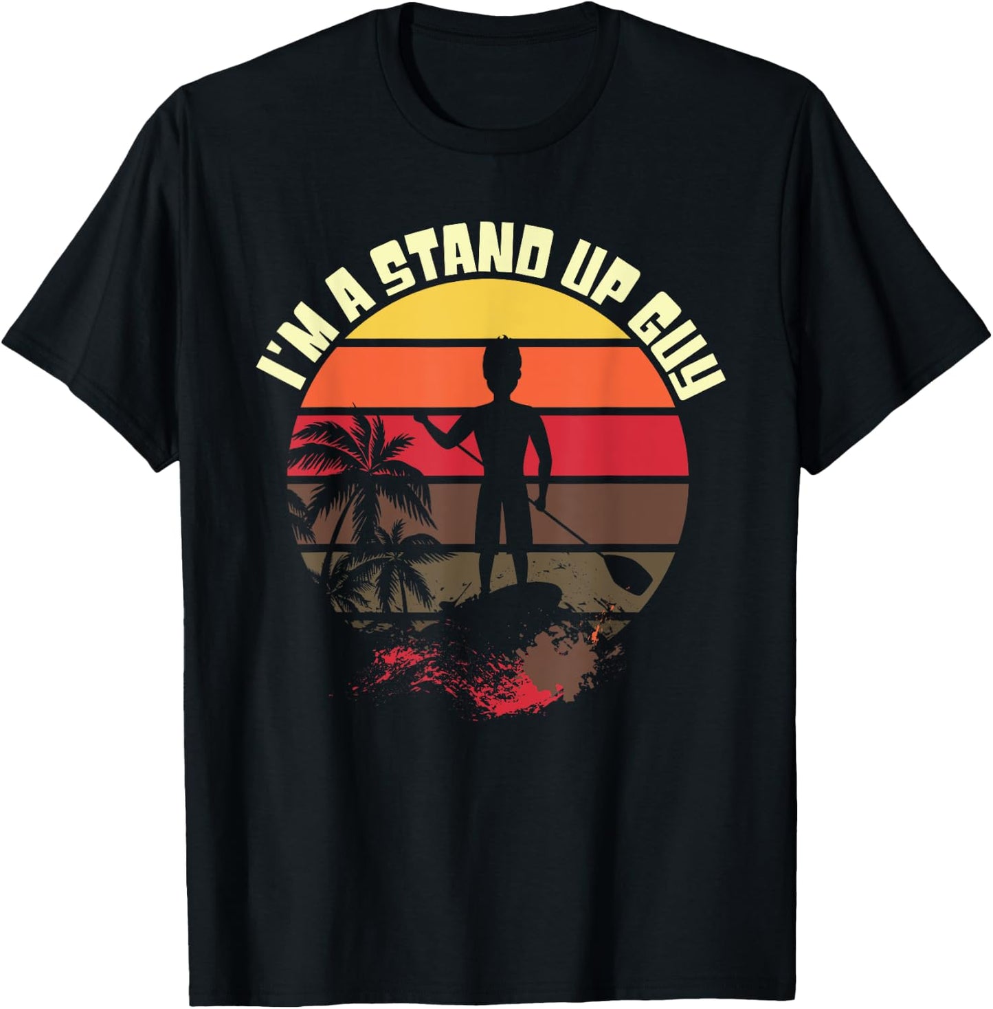 Fun Stand Up Paddle Board SUP Guy Men Boy T Shirt T-Shirt - T-Shirt | Black