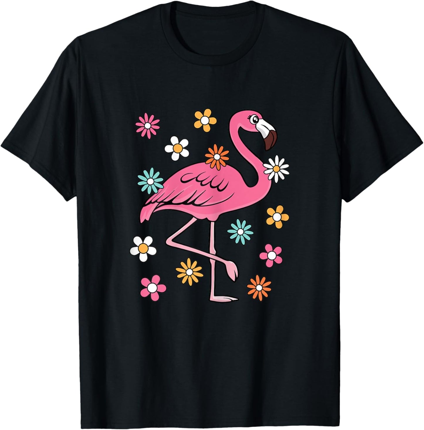 Cute Flamingo Lover Beach Groovy Party Women Girls Kids T-Shirt - T-Shirt | Black