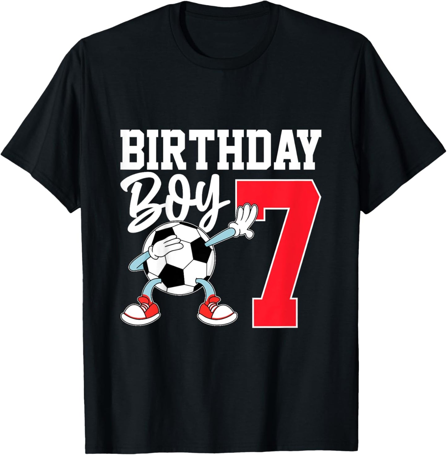 Kids 7th Birthday Shirt Boy Soccer Kids Football Seven 7 Year Old T-Shirt - T-Shirt | Black