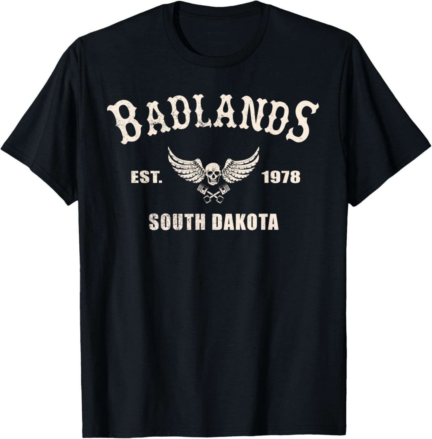 Badlands South Dakota Motorcycle Biker Rider Trail T-Shirt - T-Shirt | Black