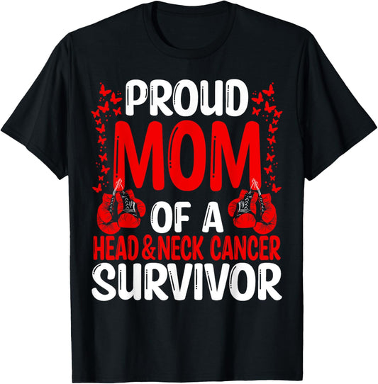 Head&Neck Cancer Awareness Movement Ribbon Mom of a Survivor T-Shirt - T-Shirt | Black