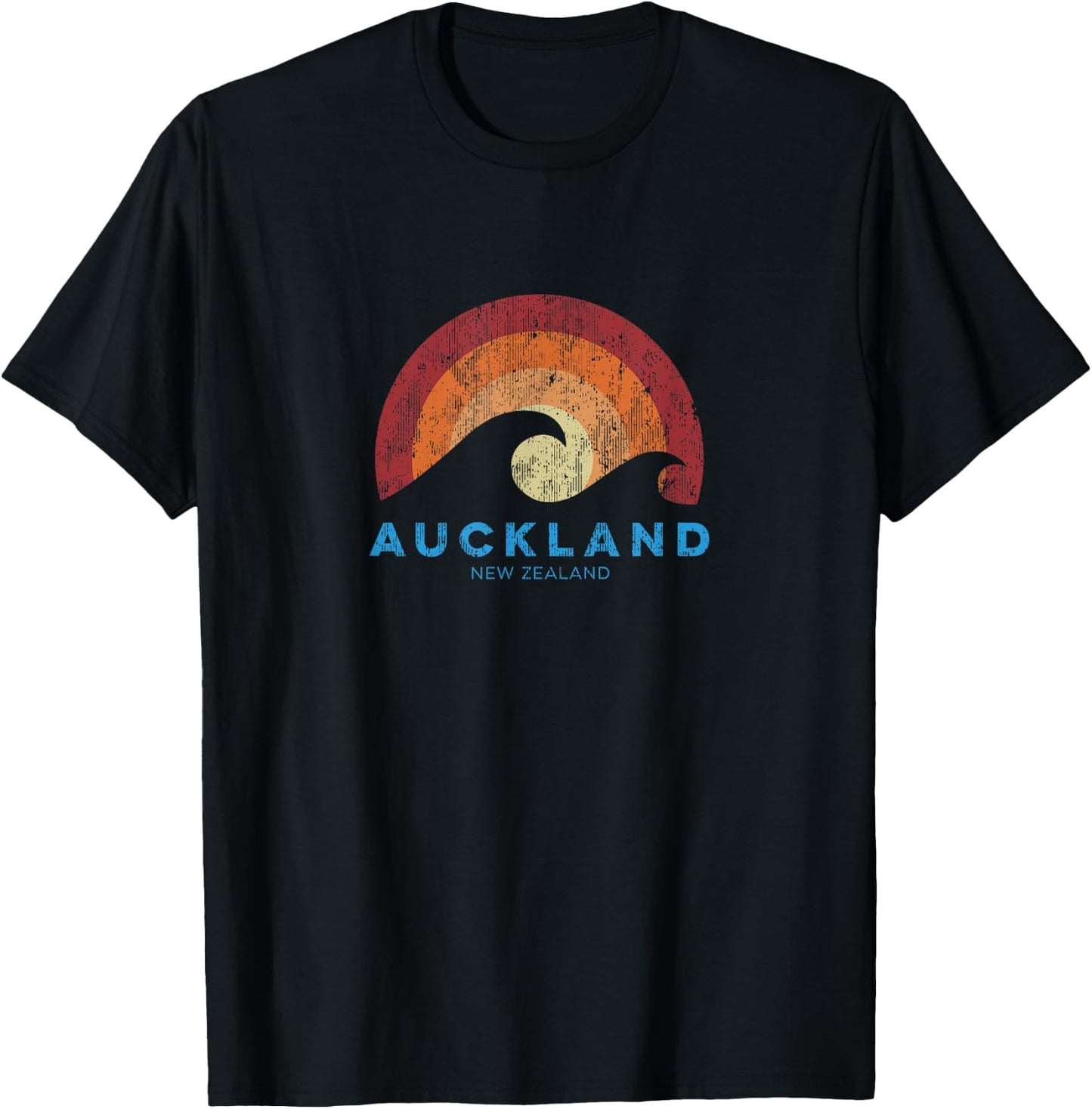 Auckland New Zealand Retro Surf Beach Vibe T-Shirt - T-Shirt | Black