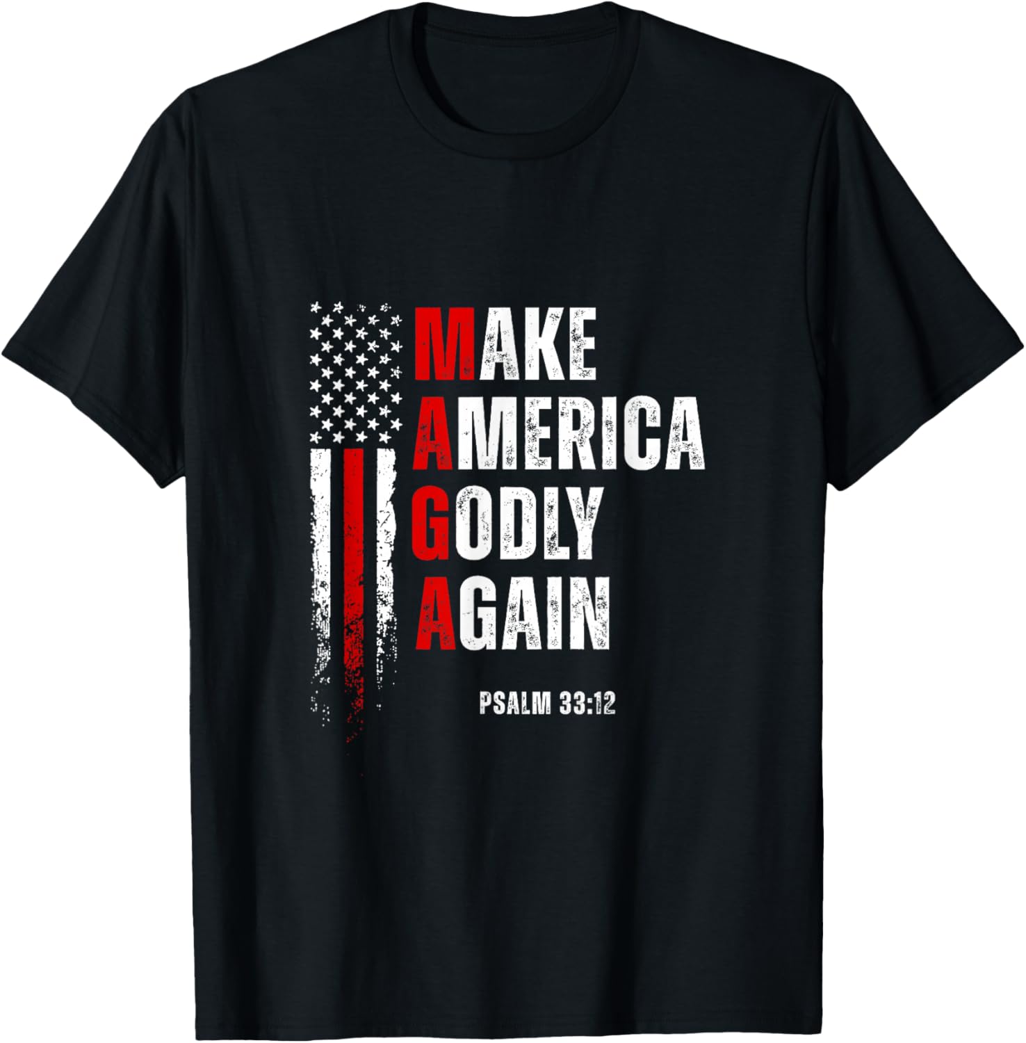 Jesus Make America Godly Again American Patriot Christian T-Shirt - T-Shirt | Black