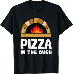 Pizza In The Oven Pregnant Women Pregnancy T-Shirt - T-Shirt | Black