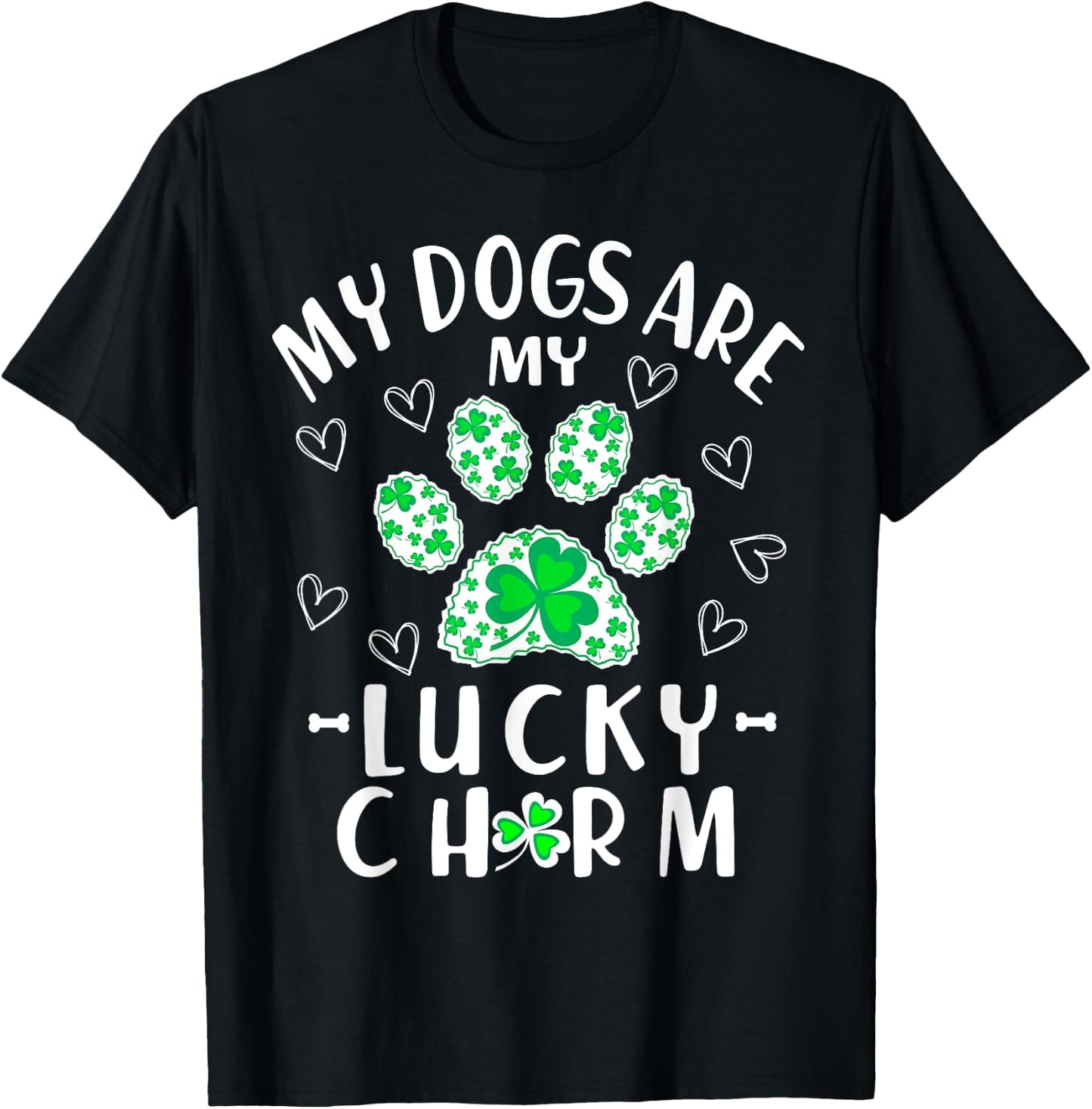 My Dogs are My Lucky Charm Shamrock Shirt St Patricks Day T-Shirt - T-Shirt | Black