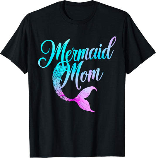 Mermaid Birthday Party Mermaid Mom T-Shirt - T-Shirt | Black