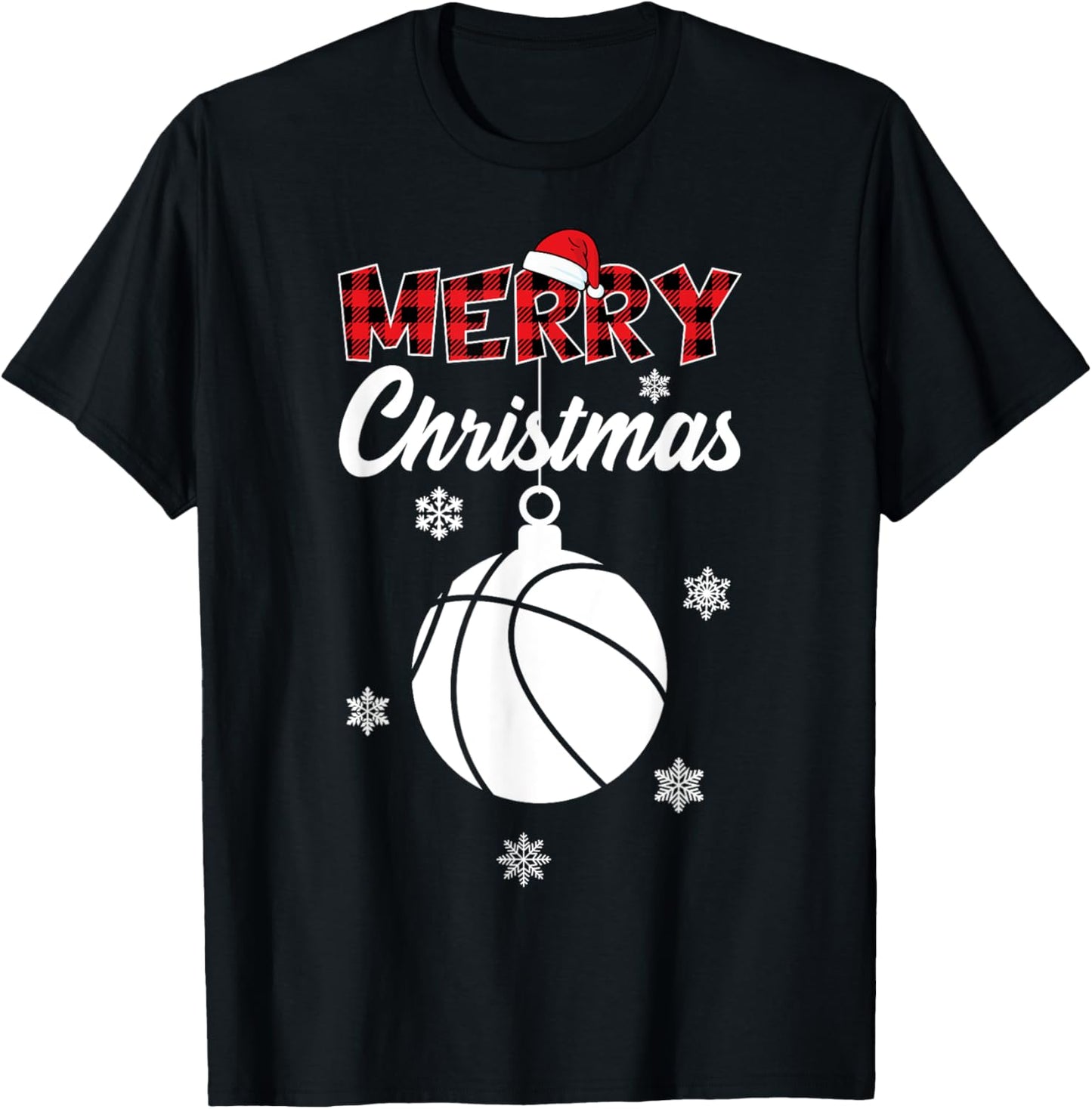 Xmas Basketball Merry Christmas T-Shirt - T-Shirt | Black