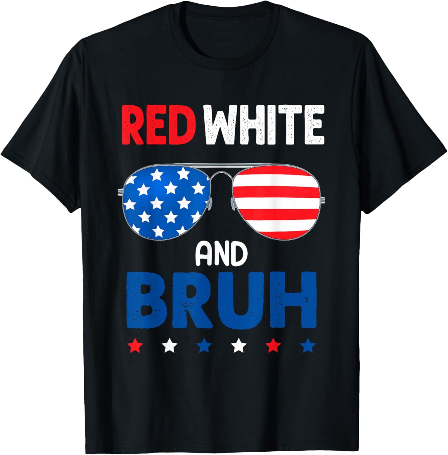 Red And White Bruh Patriotic 4th Of July Boys Girls Kids T-Shirt - T-Shirt | Black