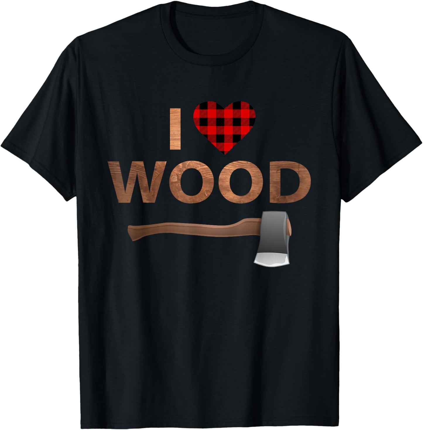 I Love Wood Lumberjack Heart Halloween Party Gift T-Shirt - T-Shirt | Black