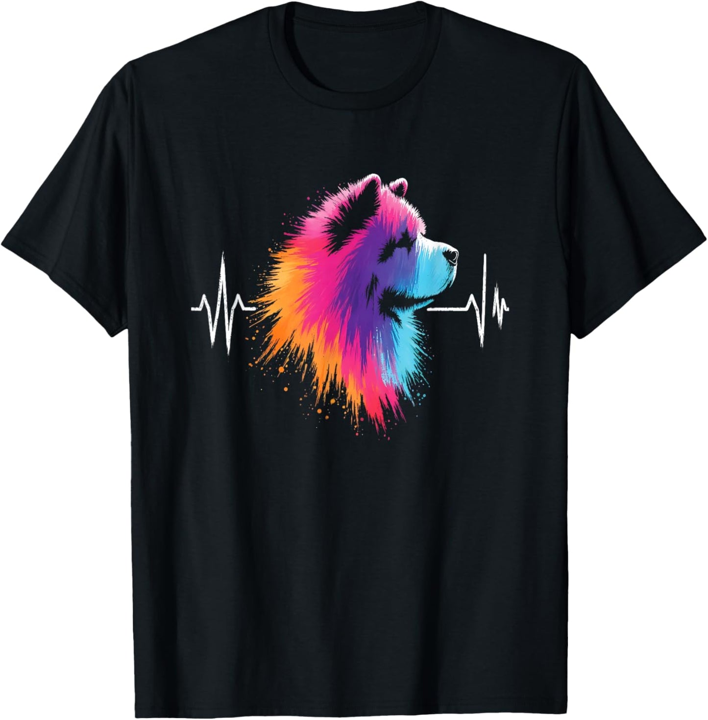 Chow Chow Heartbeat - Vintage Chow Chow Dog Breed Lover T-Shirt - T-Shirt | Black