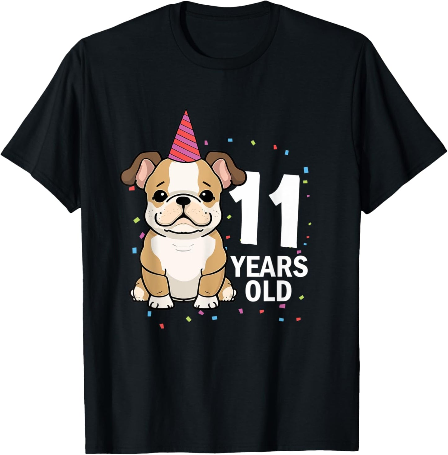 11 Years Old Birthday Bulldog Dog Lover 11th Bday Party Kid T-Shirt - T-Shirt | Black