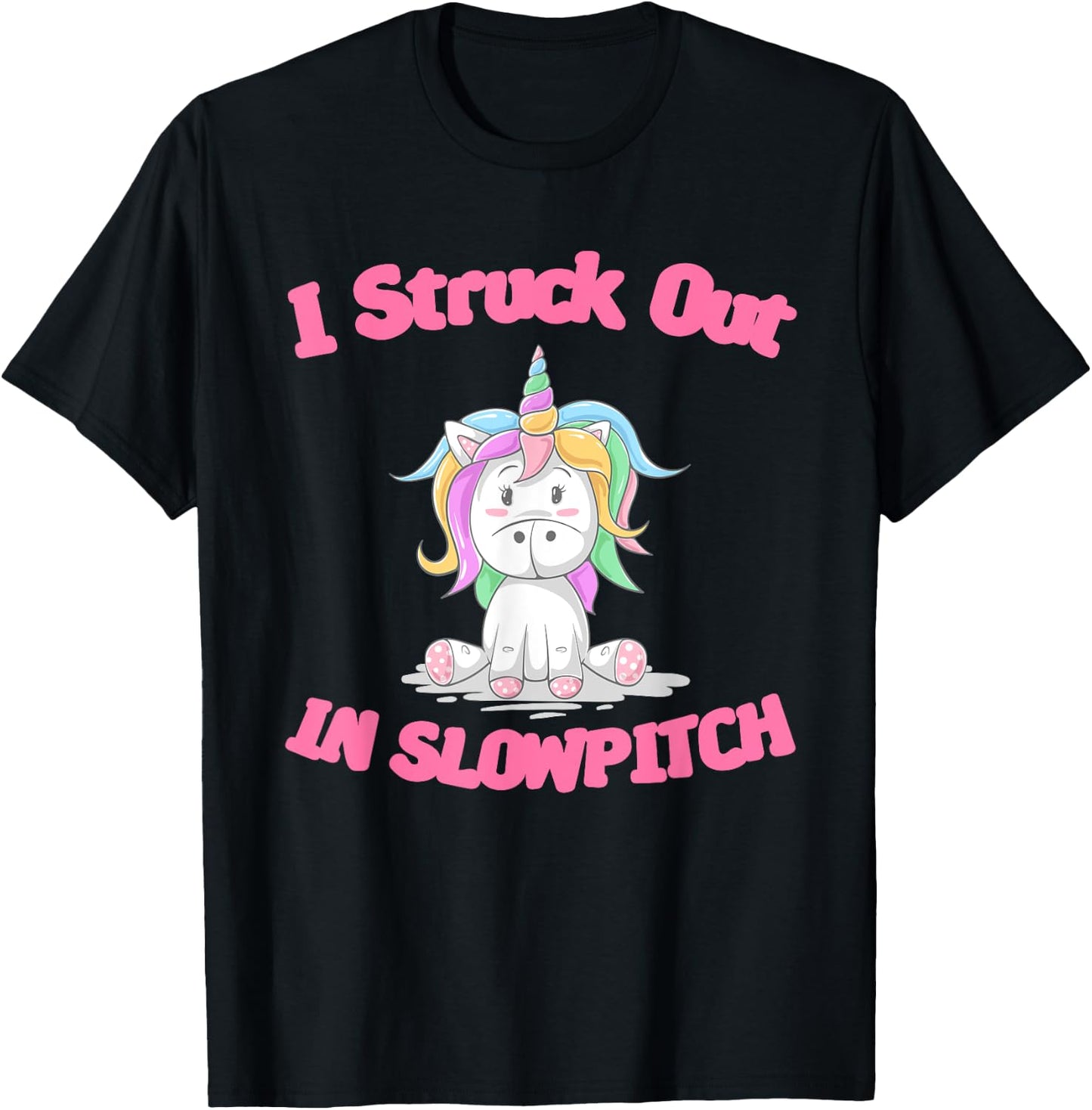 Funny Softball Gag I Struck Out in Slowpitch Embarassing T-Shirt - T-Shirt | Black