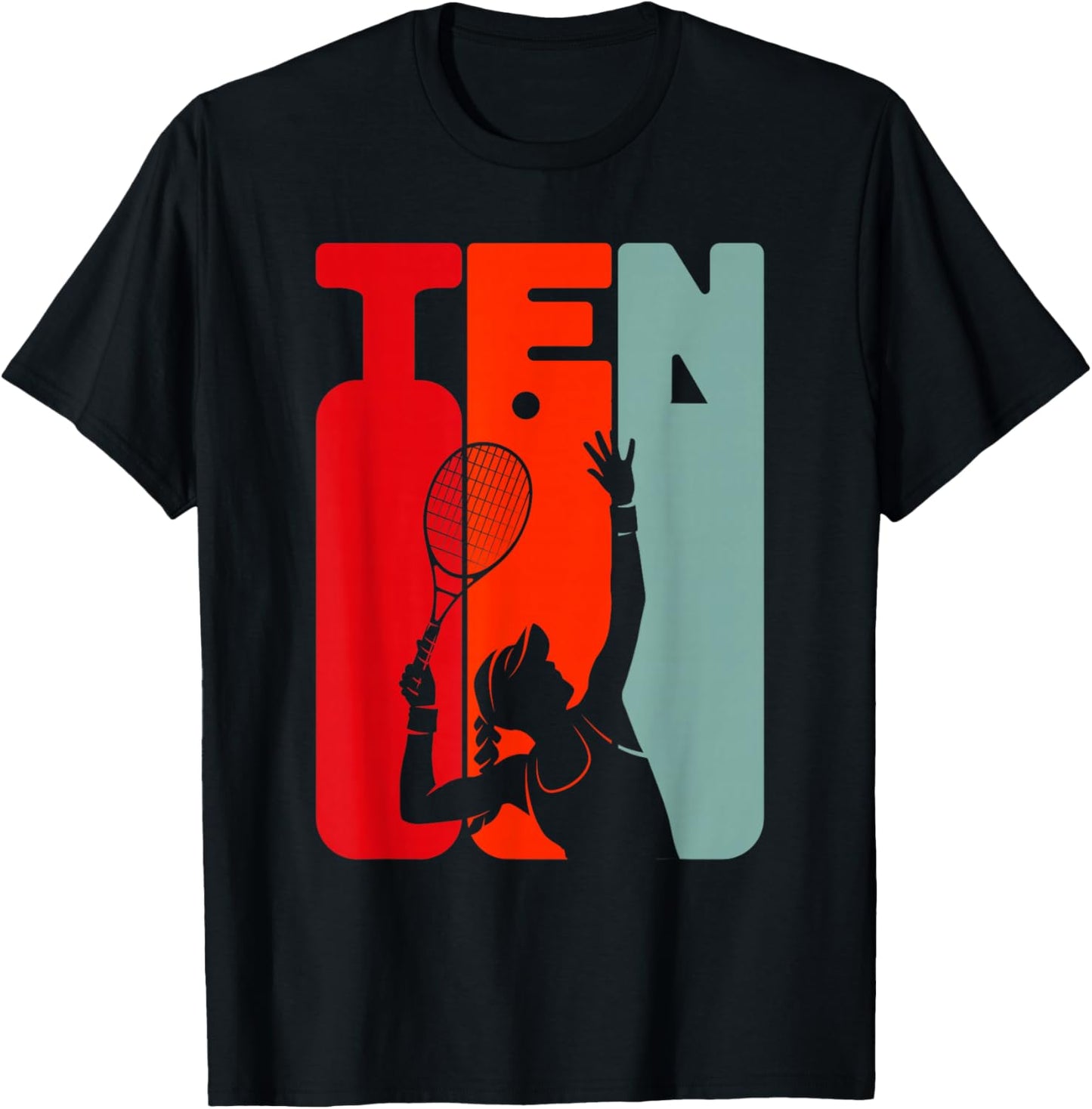 10th Birthday Tennis Player 10 Years Girls Tennis T-Shirt - T-Shirt | Black