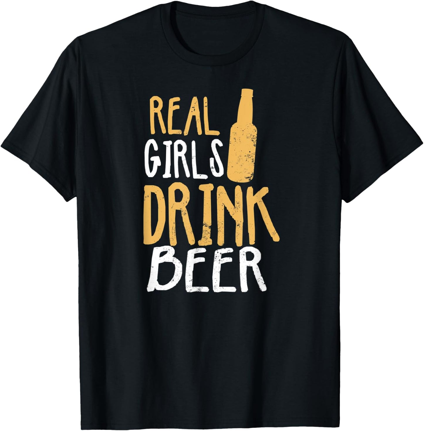 Beer Babe Design Real Girls Drink Beer Gift T-Shirt - T-Shirt | Black