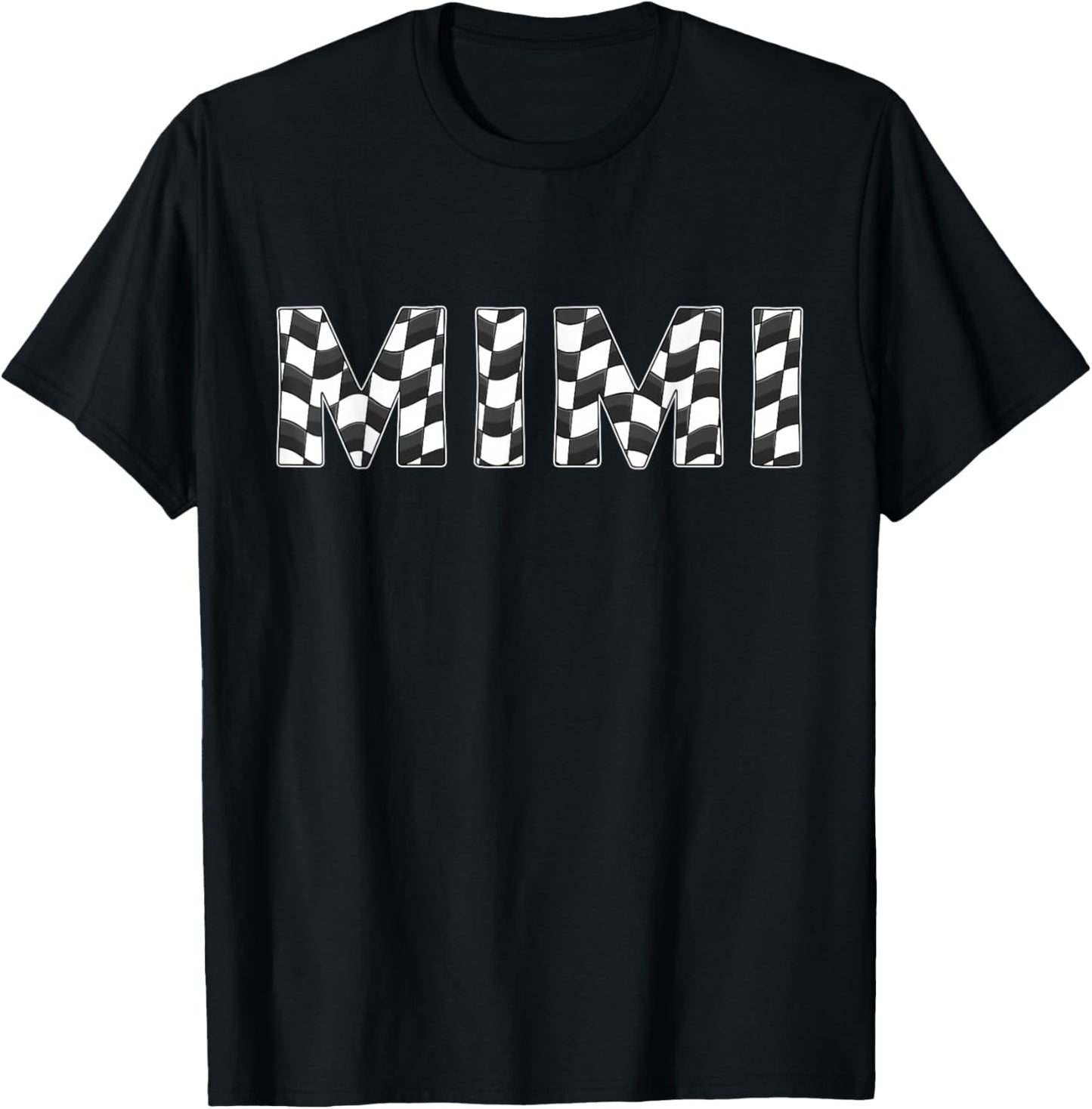 Checkered race car Mimi White Black Checkerboard Women Flag T-Shirt - T-Shirt | Black