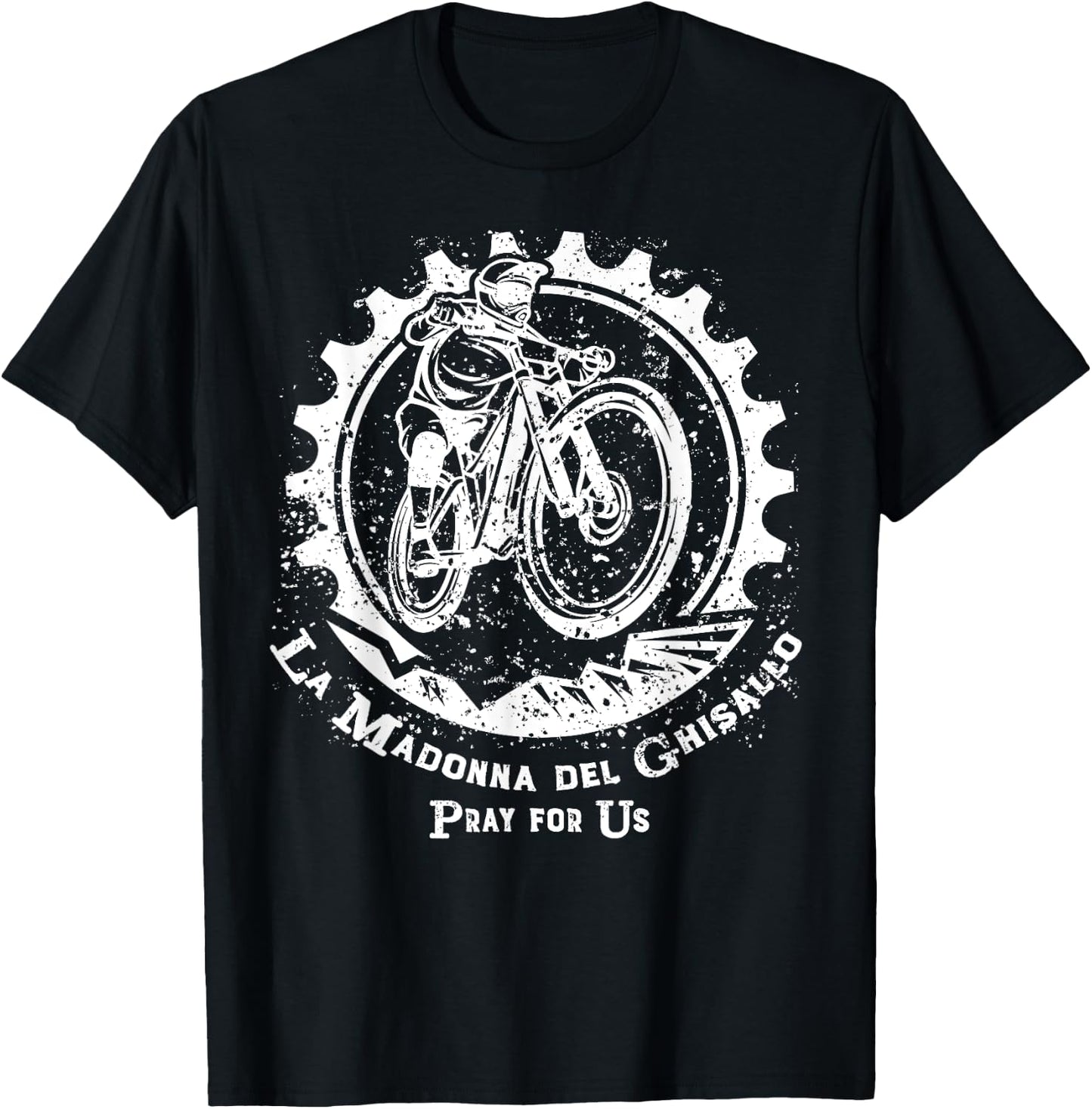 La Madonna del Ghisallo Mountain Biking Patron Saint Cycling T-Shirt - T-Shirt | Black