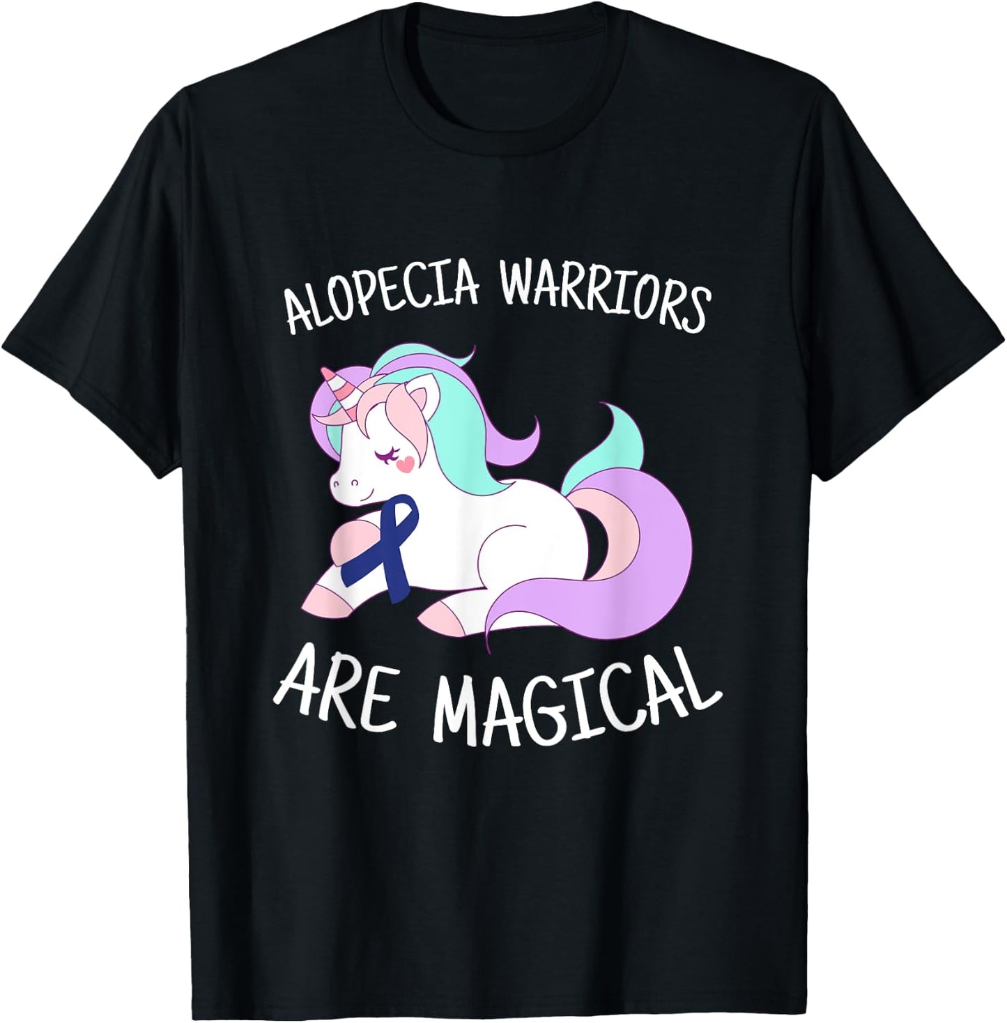 Unicorn Alopecia Warrior Gift, Alopecia Awareness T-Shirt - T-Shirt | Black