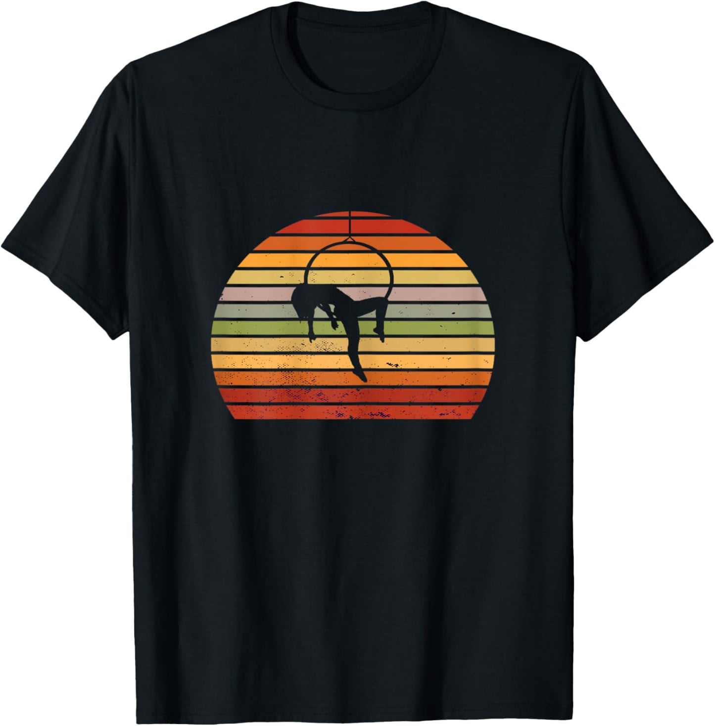 Aerial Retro Vintage Aerial Hoop Trapeze Hanging Aerialist T-Shirt - T-Shirt | Black