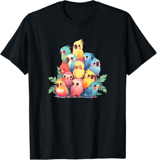 Cute Kawaii Pastel Cockatiel Bird Boys Girls Kids T-Shirt - T-Shirt | Black