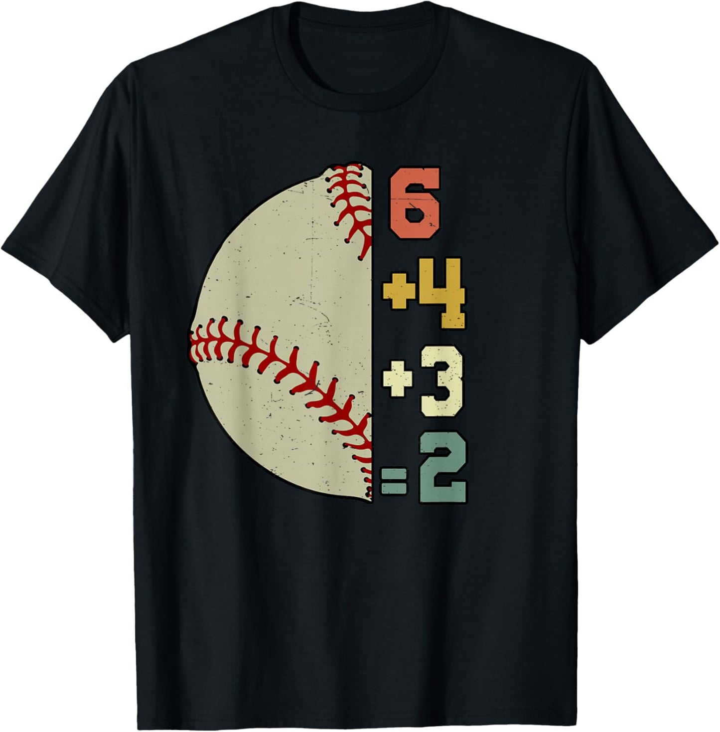 Funny 6+4+3=2 Baseball Pitcher Double Play Women Youth Boy T-Shirt - T-Shirt | Black
