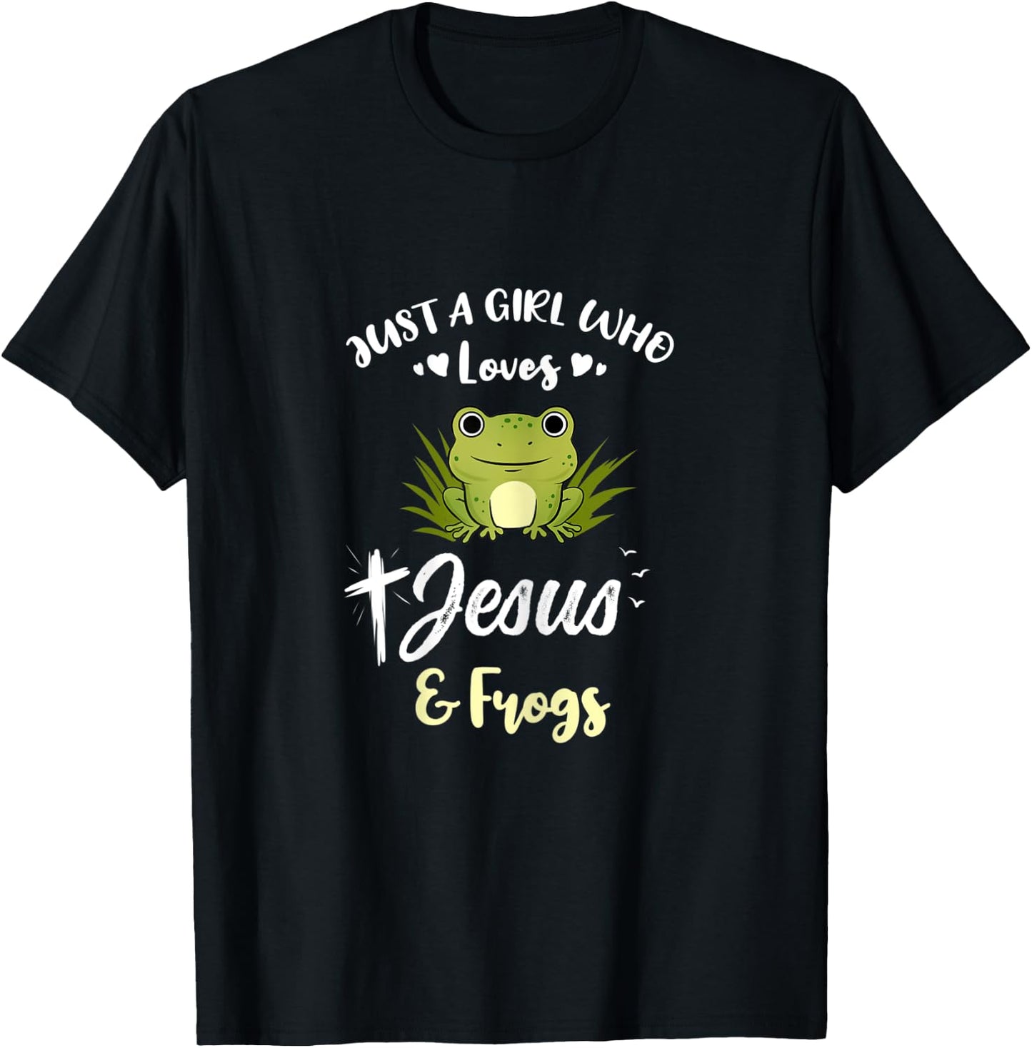 Just A Girl Who Loves Jesus And Frogs T-Shirt - T-Shirt | Black