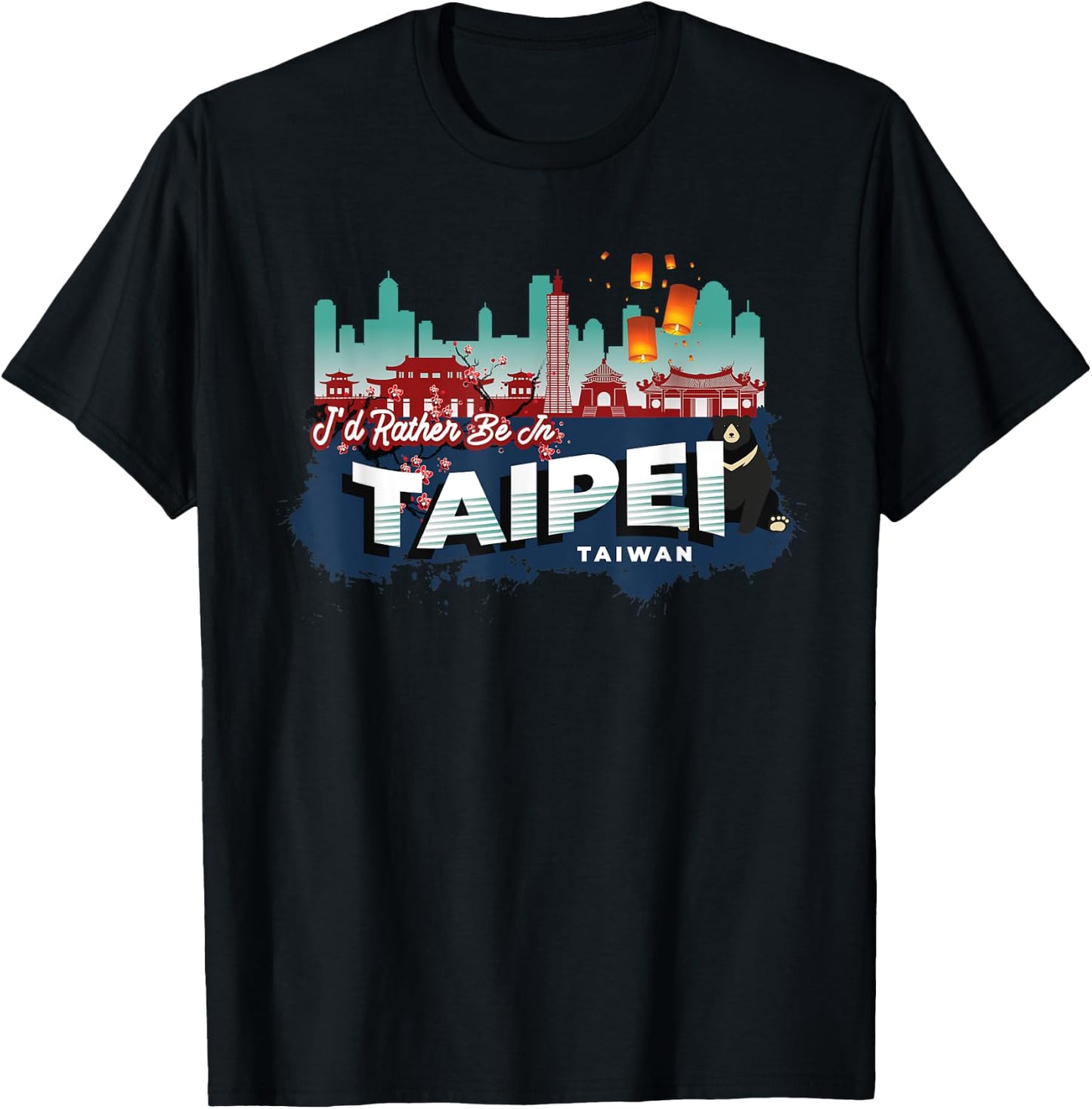 I'd Rather Be in Taipei Taiwan Vintage Souvenir T-Shirt - T-Shirt | Black