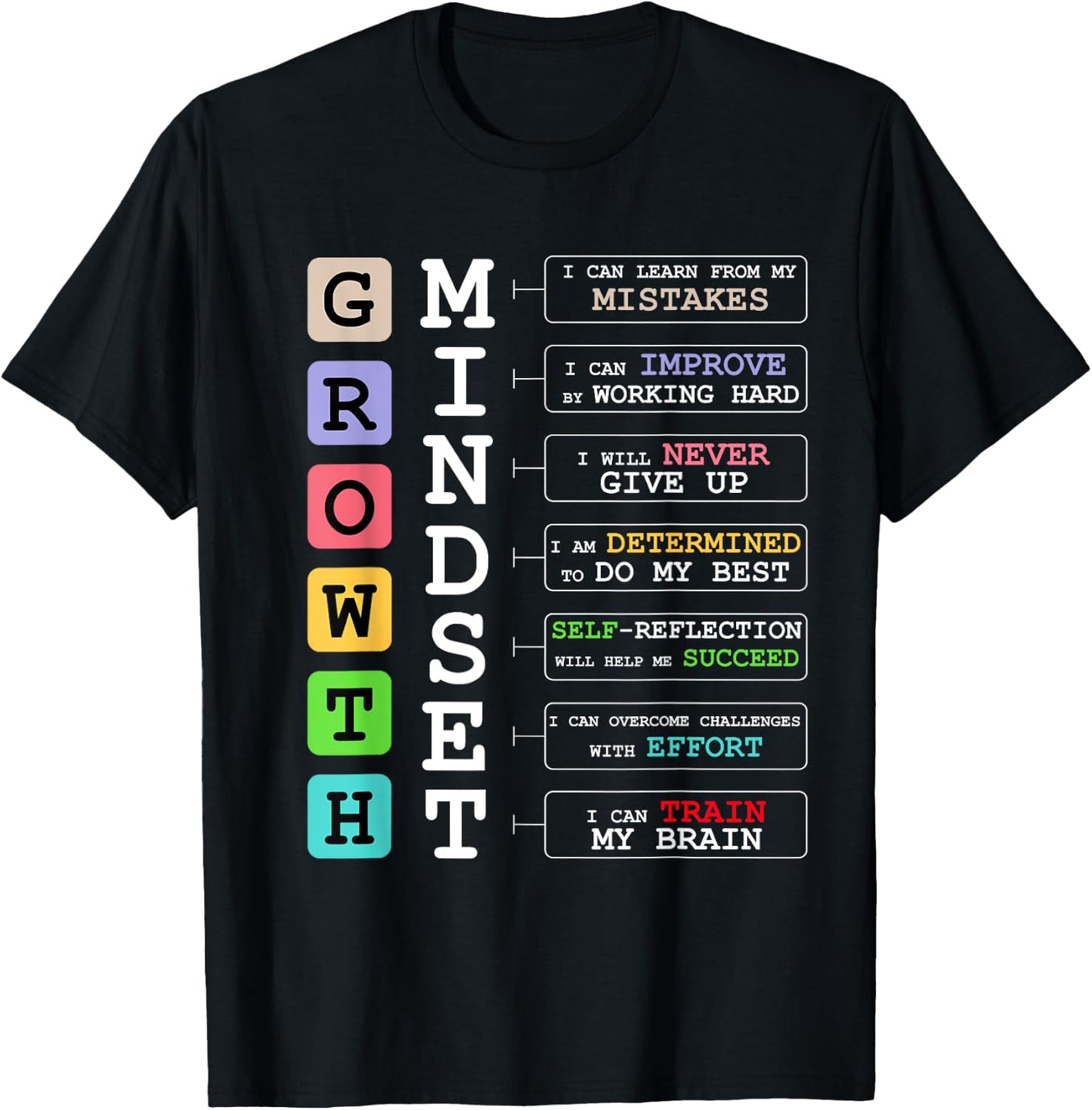 Growth Mindset shirt Positive School Classroom Teacher Gift T-Shirt - T-Shirt | Black