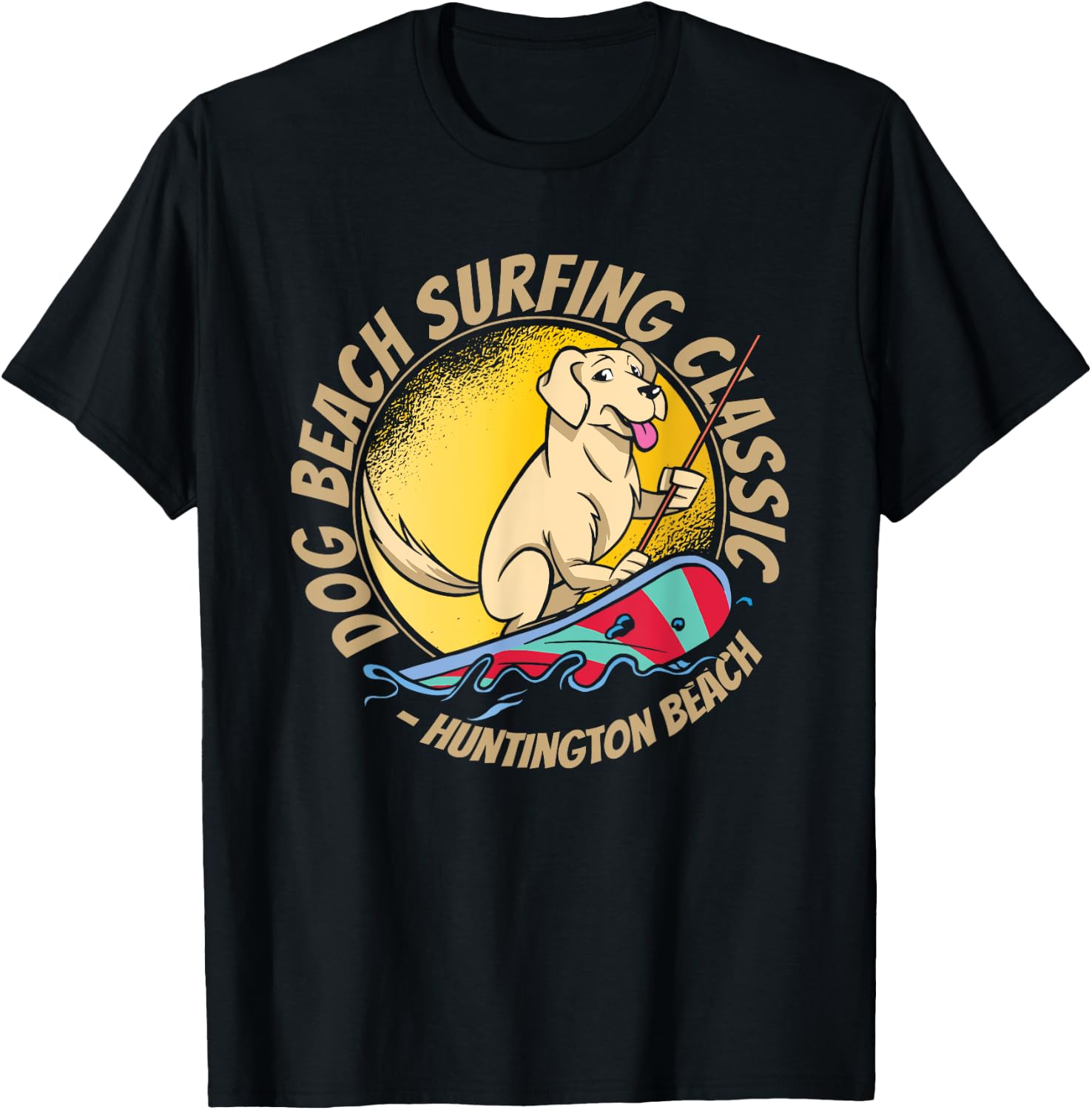 Huntington Dog Beach California CA Surf T-Shirt - T-Shirt | Black