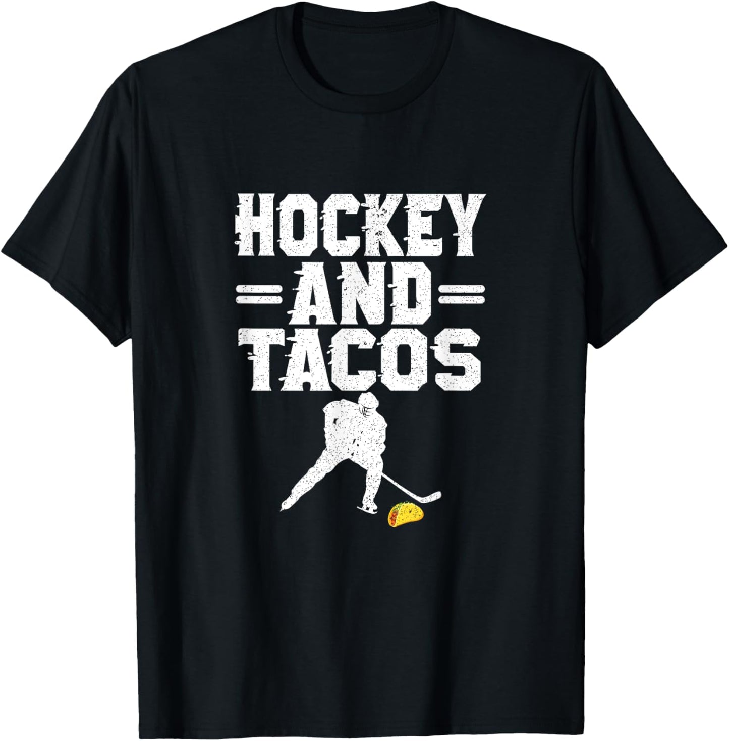 Hockey And Tacos Mexican Food Lover Hockey Player Outfit T-Shirt - T-Shirt | Black