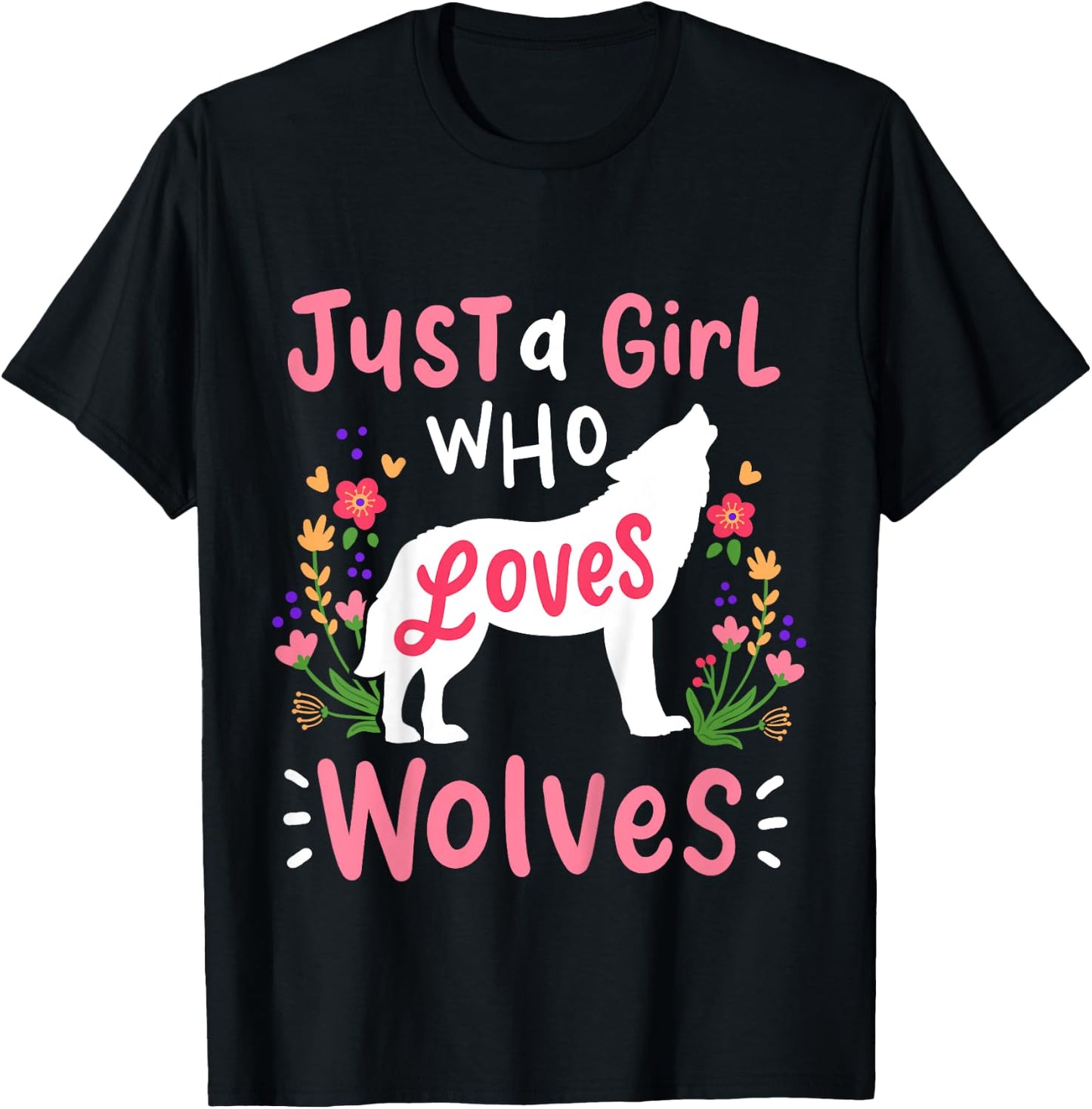 Kids Wolf Just A Girl Who Loves Wolves T-Shirt - T-Shirt | Black