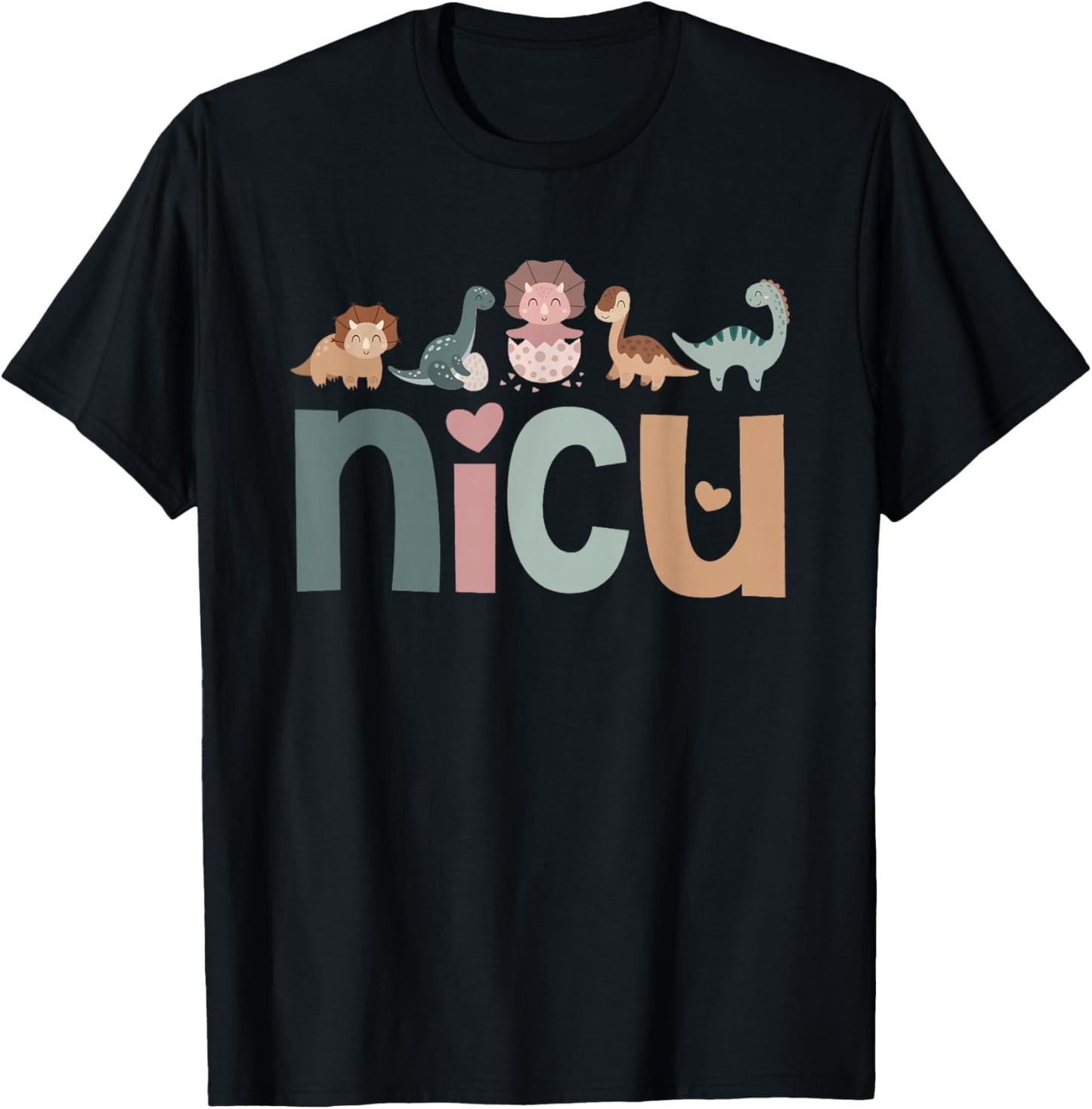 Retro NICU Nurse Baby Dinosaurs Neonatal Intensive Care Unit T-Shirt - T-Shirt | Black