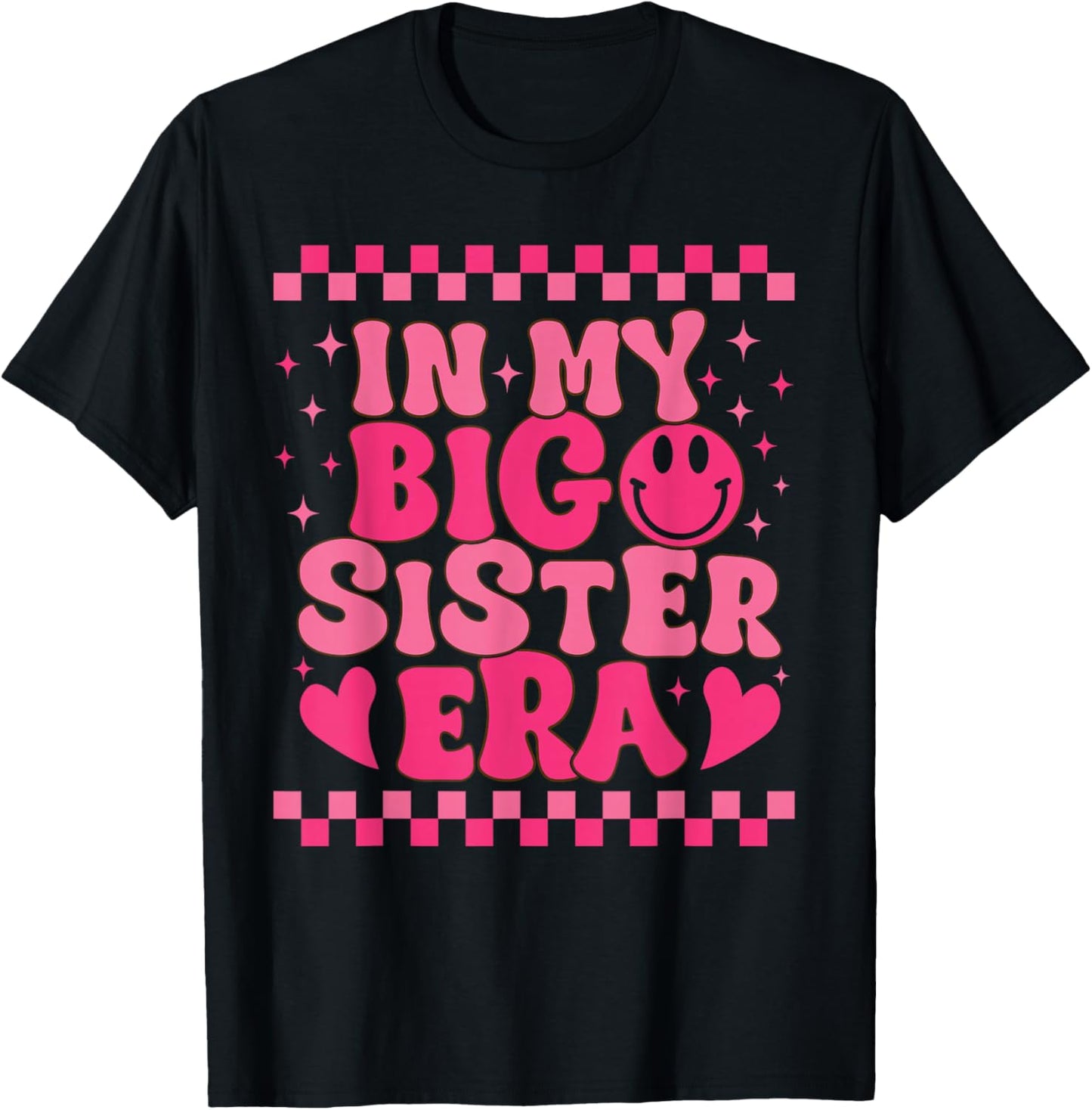 Groovy in My Big Sister Era Retro Big Sister Girls Kids Gift T-Shirt - T-Shirt | Black