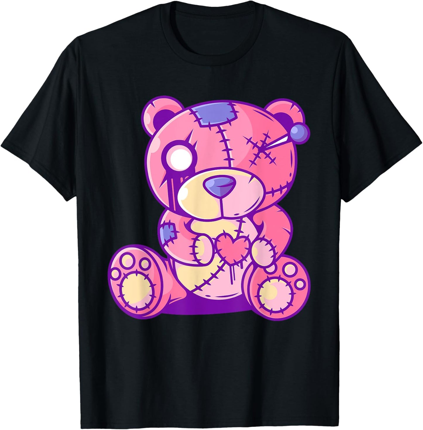 Pastel Goth Teddy Bear Japanese Anime Kawaii Menhera T-Shirt - T-Shirt | Black