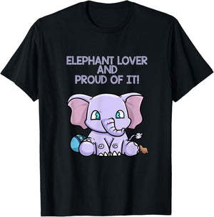 Elephant Lover And Proud Of It Colorful Graphic T-Shirt - T-Shirt | Black