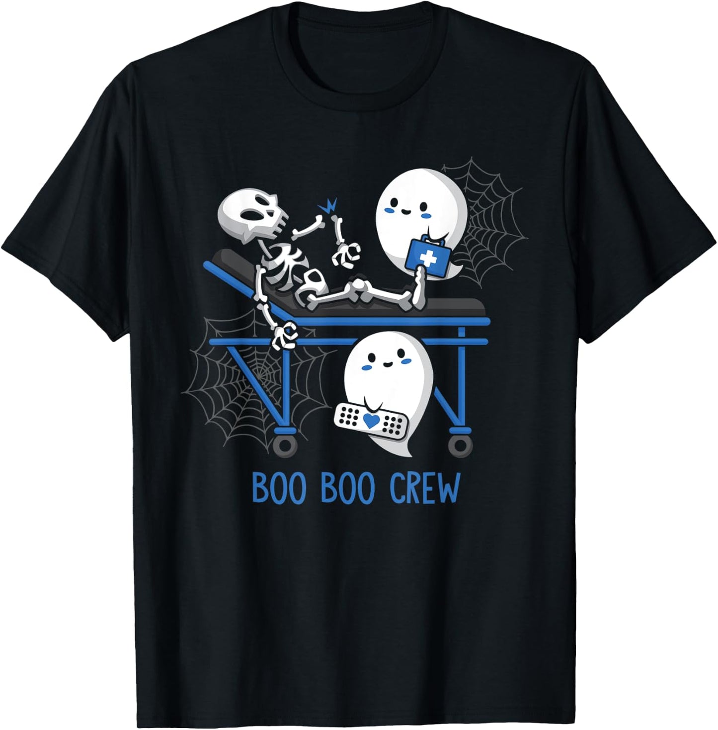Boo Boo Crew Ghost Doctor Paramedic EMT Nurse Halloween T-Shirt - T-Shirt | Black