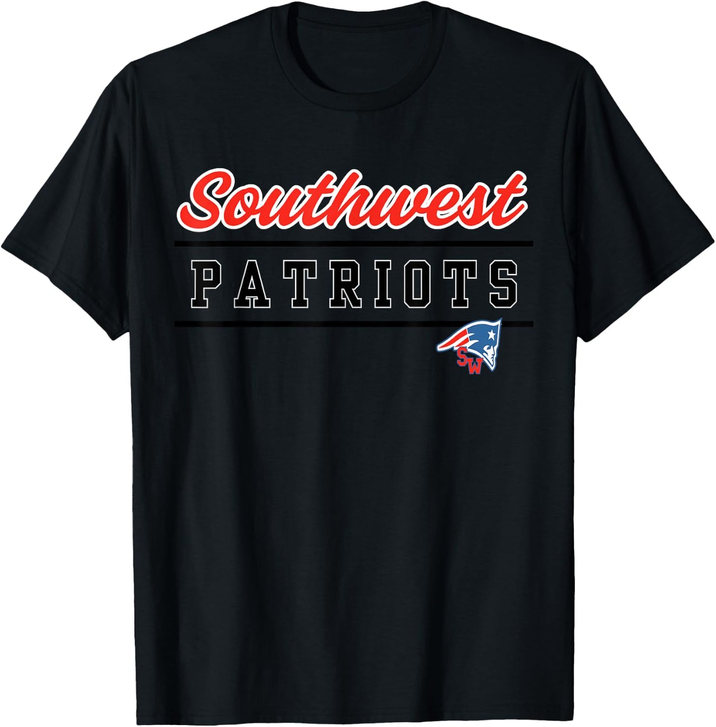 Southwest Magnet High School Patriots Lined Up T-Shirt - T-Shirt | Black