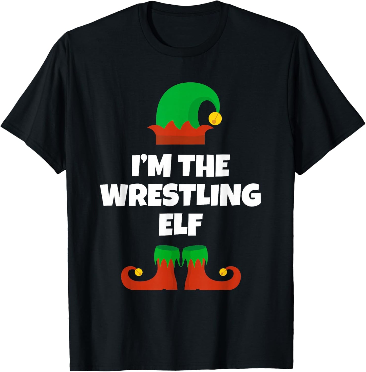 Funny The Wrestling Elf Christmas Xmas Wrestler T-Shirt - T-Shirt | Black