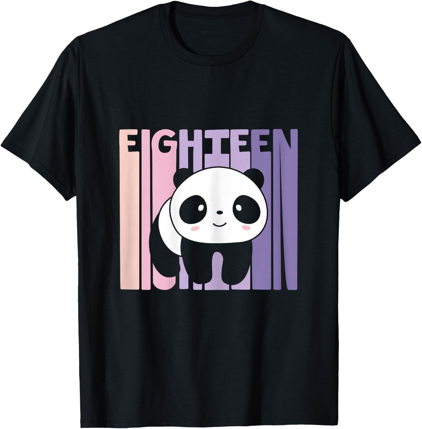 18th Birthday Girl Cute Panda Panda Bear 18 Years Old T-Shirt - T-Shirt | Black